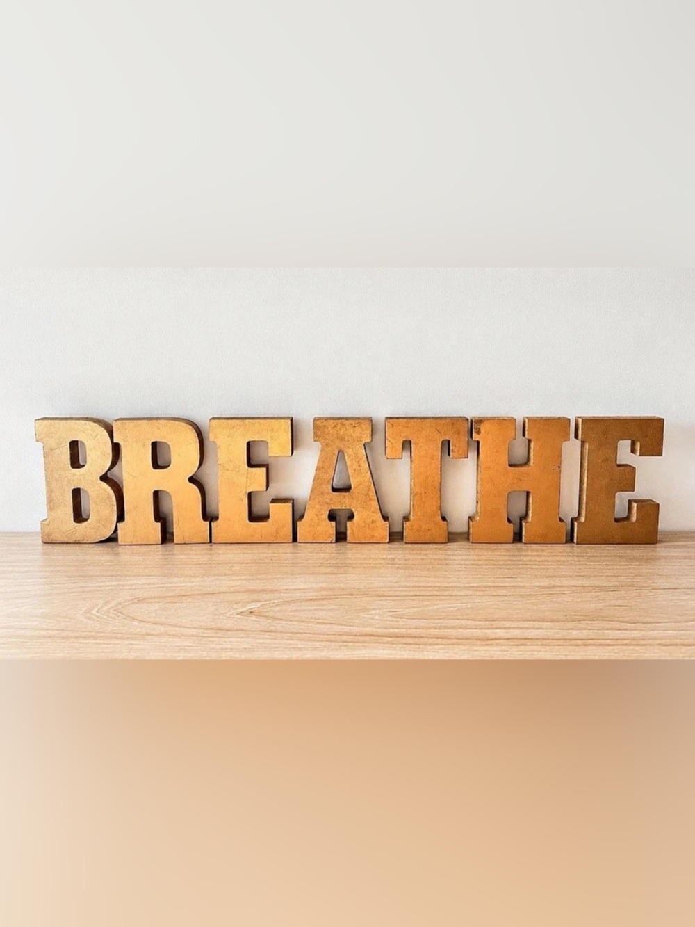 BREATHE Gold Decorative Wooden Letters – Set of 7